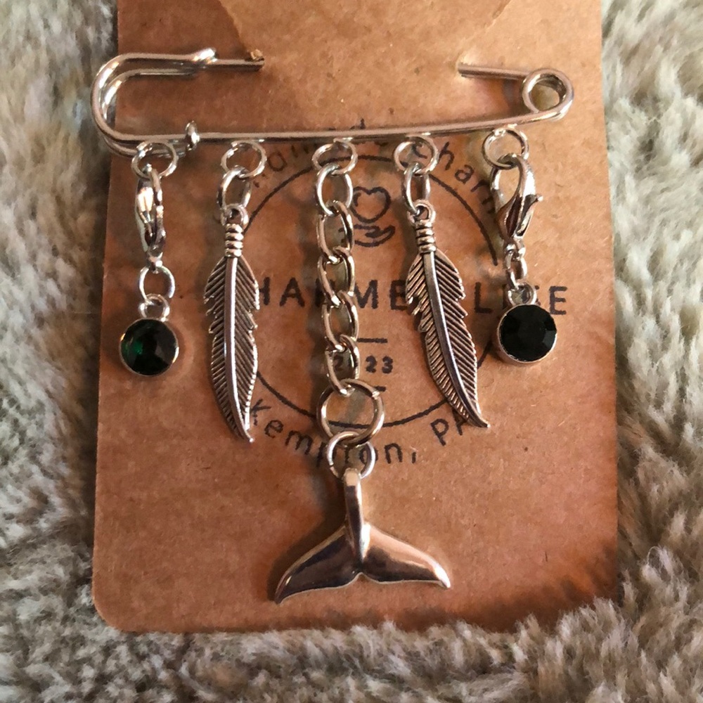 NWT, Handcrafted by A Charmed Life. Silver Pin with Whale Tail.